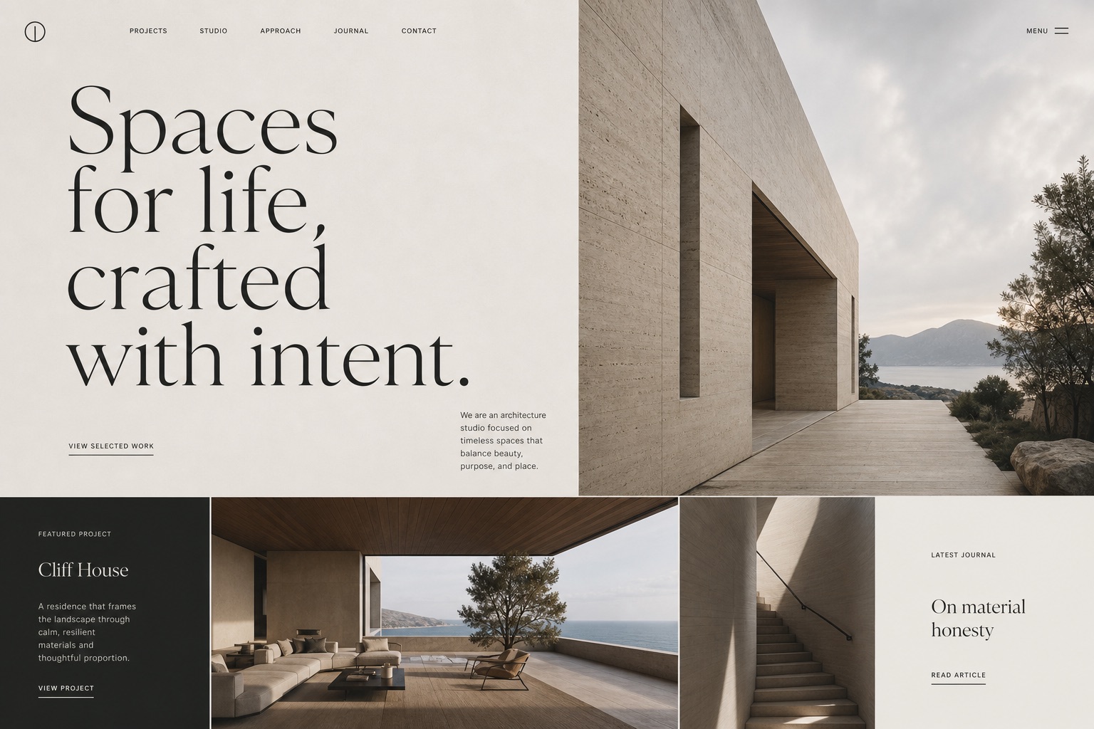 Fictional architecture studio website placeholder