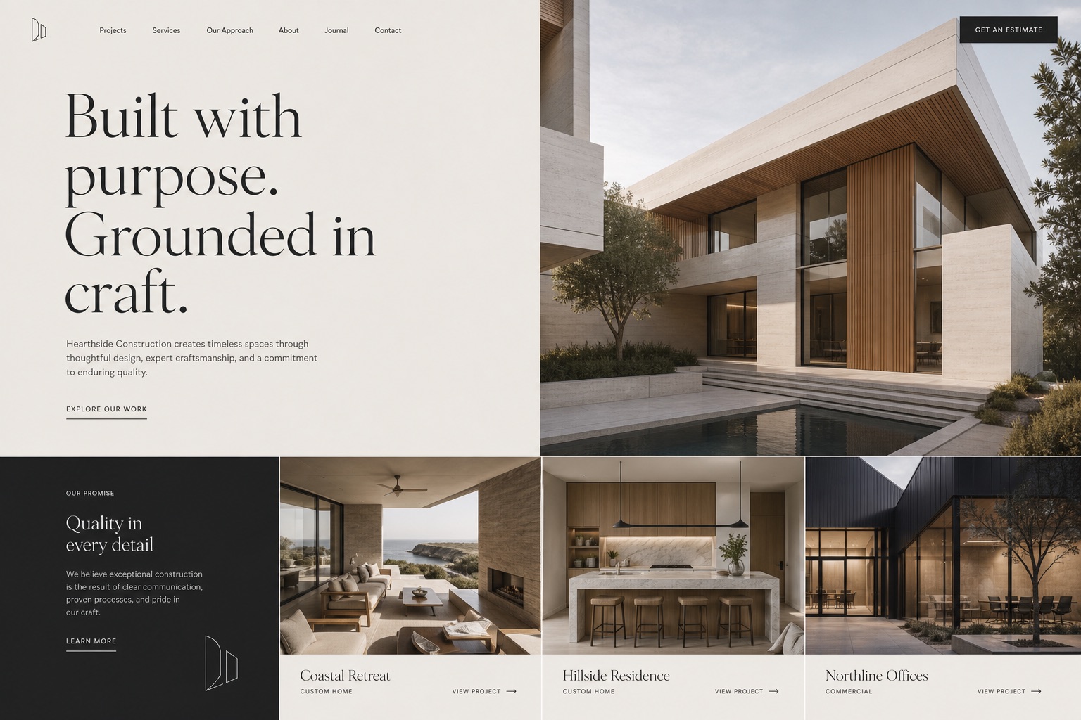 Modern editorial construction company website template