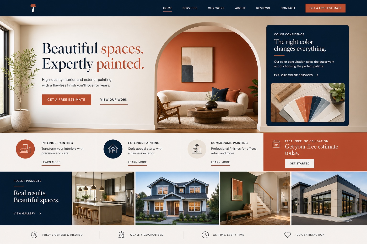 Modern painting company website template with color consultation