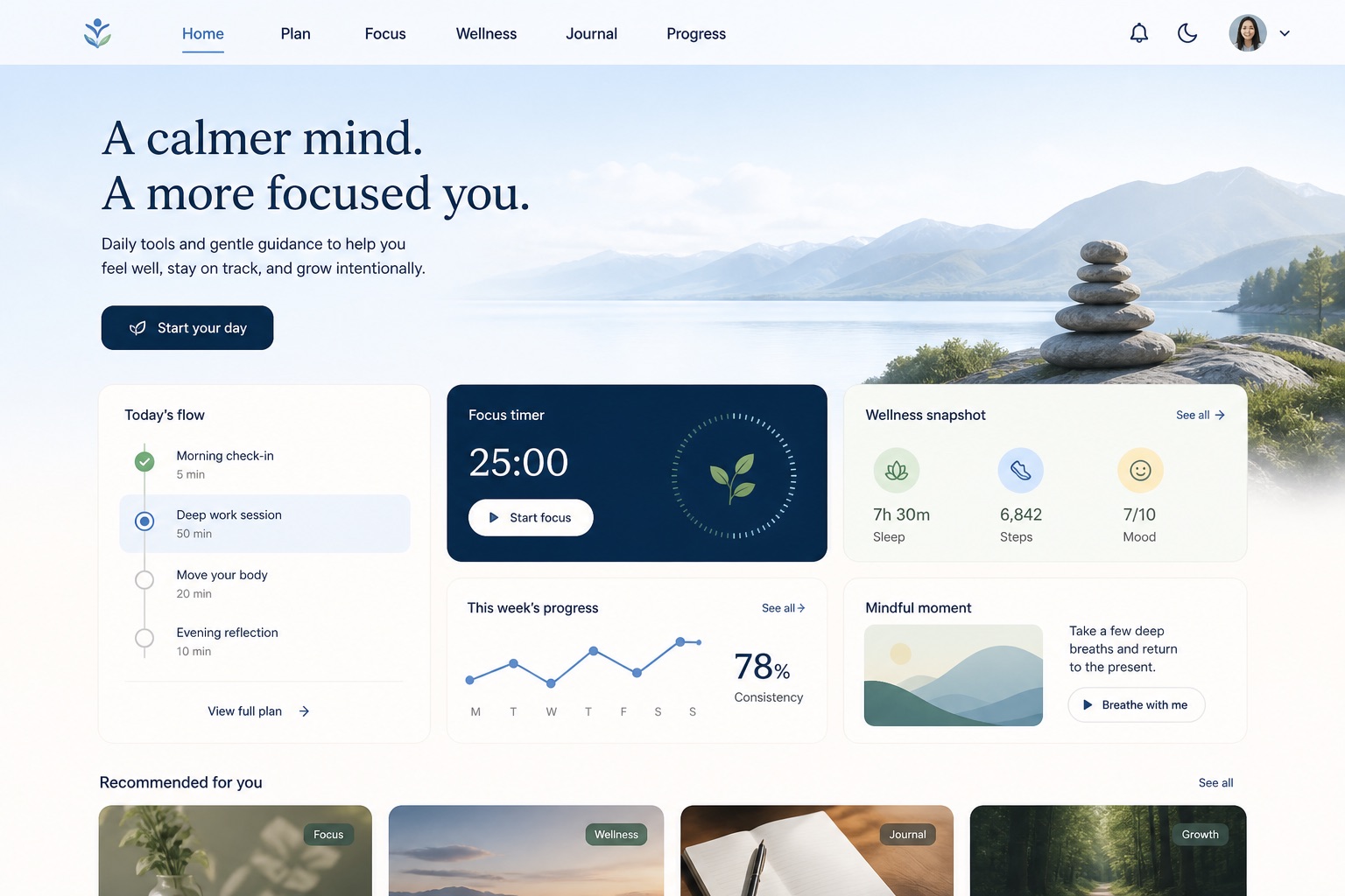 Fictional wellness platform website placeholder